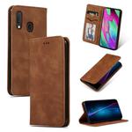 Retro Skin Feel Business Magnetic Horizontal Flip Leather Case for Galaxy A20E & A10E & A202F(Brown)