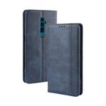 Magnetic Buckle Retro Crazy Horse Texture Horizontal Flip Leather Case for OPPO Reno 10x Zoom / Reno 5G , with Holder & Card Slots & Photo Frame(Blue)