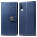 Retro Solid Color Leather Buckle Mobile Phone Protection Leather Case with Photo Frame & Card Slot & Wallet & Bracket Function for Galaxy A70(Blue)