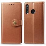 Retro Solid Color Leather Buckle Mobile Phone Protection Leather Case with Photo Frame & Card Slot & Wallet & Bracket Function for Huawei P30 Lite / Nove 4e(Brown)