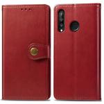 Retro Solid Color Leather Buckle Mobile Phone Protection Leather Case with Photo Frame & Card Slot & Wallet & Bracket Function for Huawei P30 Lite / Nove 4e(Red)