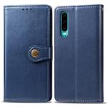 Retro Solid Color Leather Buckle Mobile Phone Protection Leather Case with Photo Frame & Card Slot & Wallet & Bracket Function for Huawei P3(Blue)