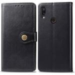 Retro Solid Color Leather Buckle Mobile Phone Protection Leather Case with Photo Frame & Card Slot & Wallet & Bracket Function for Xiaomi Redmi 7(Black)