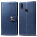 Retro Solid Color Leather Buckle Mobile Phone Protection Leather Case with Photo Frame & Card Slot & Wallet & Bracket Function for Xiaomi Redmi 7(Blue)