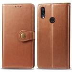 Retro Solid Color Leather Buckle Mobile Phone Protection Leather Case with Photo Frame & Card Slot & Wallet & Bracket Function for Xiaomi Redmi 7(Brown)