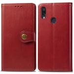 Retro Solid Color Leather Buckle Mobile Phone Protection Leather Case with Photo Frame & Card Slot & Wallet & Bracket Function for Xiaomi Redmi NOTE 7(Red)