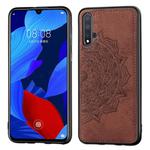 Embossed Mandala pattern PC + TPU + Fabric Phone Case for Huawei Nova5 & Nova 5 Pro ,with  Lanyard & Magnetic(Brown)