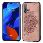 Embossed Mandala pattern PC + TPU + Fabric Phone Case for Huawei Nova5 & Nova 5 Pro ,with  Lanyard & Magnetic(Rose Gold)