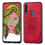 Embossed Mandala pattern PC + TPU + Fabric Phone Case for Huawei Y9 Prime (2019)  /  P Smart Z,with Lanyard & Magnetic(Red)
