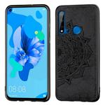 Embossed Mandala pattern PC + TPU + Fabric Phone Case for Huawei P20 Lite (2019) / Nova 5i,with Lanyard & Magnetic(Black)