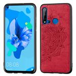 Embossed Mandala pattern PC + TPU + Fabric Phone Case for Huawei P20 Lite (2019) / Nova 5i,with Lanyard & Magnetic(Red)