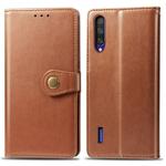 Retro Solid Color Leather Buckle Mobile Phone Protection Leather Case with Photo Frame & Card Slot & Wallet & Bracket Function for Xiaomi CC9(Brown)