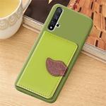 Litchi Pattern Card Bag Wallet Bracket + TPU Phone Case with Card Slot Wallet Bracket Function For Huawei Honor 20(Green)