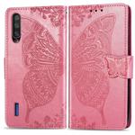 Butterfly Love Flowers Embossing Horizontal Flip Leather Case For Xiaomi CC9 with Holder & Card Slots & Wallet & Lanyard(Pink)