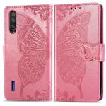 Butterfly Love Flowers Embossing Horizontal Flip Leather Case For Xiaomi Mi CC9e  with Holder & Card Slots & Wallet & Lanyard(Pink)