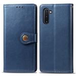 Retro Solid Color Leather Buckle Mobile Phone Protection Leather Case with Photo Frame & Card Slot & Wallet & Bracket Function for Galaxy Note 10(Blue)