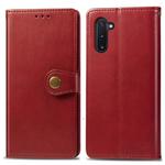 Retro Solid Color Leather Buckle Mobile Phone Protection Leather Case with Photo Frame & Card Slot & Wallet & Bracket Function for Galaxy Note 10(Red)