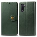 Retro Solid Color Leather Buckle Mobile Phone Protection Leather Case with Photo Frame & Card Slot & Wallet & Bracket Function for Galaxy Note 10(Green)
