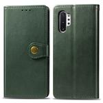 Retro Solid Color Leather Buckle Mobile Phone Protection Leather Case with Photo Frame & Card Slot & Wallet & Bracket Function for Galaxy Note10+(Green)