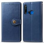 Retro Solid Color Leather Buckle Mobile Phone Protection Leather Case with Lanyard & Photo Frame & Card Slot & Wallet & Bracket Function for Huawei P20 lite 2019 / Nova 5i(Blue)