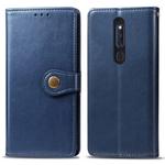 Retro Solid Color Leather Buckle Mobile Phone Protection Leather Case with Lanyard & Photo Frame & Card Slot & Wallet & Bracket Function for OPPO F11 / A9(Blue)
