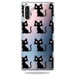 Fashion Soft TPU Case 3D Cartoon Transparent Soft Silicone Cover Phone Cases For Galaxy A20 / A30(Black Cat)