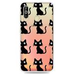 Fashion Soft TPU Case 3D Cartoon Transparent Soft Silicone Cover Phone Cases For Galaxy A60(Black Cat)