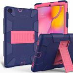 Shockproof Two-Color Silicone Protection Case with Holder for Galaxy Tab A 10.1 (2019) / T510(Dark Blue+Hot Pink)
