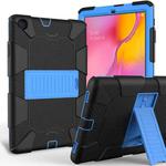 Shockproof Two-Color Silicone Protection Case with Holder for Galaxy Tab A 10.1 (2019) / T510(Black+Blue)