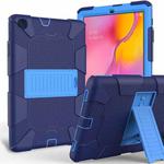 Shockproof Two-Color Silicone Protection Case with Holder for Galaxy Tab A 10.1 (2019) / T510 (Dark Blue+Blue)