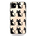For iPhone 11 Fashion Soft TPU Case 3D Cartoon Transparent Soft Silicone Cover Phone Cases (Black Cat)