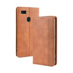 Magnetic Buckle Retro Crazy Horse Texture Horizontal Flip Leather Case for Oppo A7  , with Holder & Card Slots & Photo Frame(Brown)