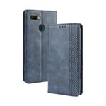 Magnetic Buckle Retro Crazy Horse Texture Horizontal Flip Leather Case for Oppo A7  , with Holder & Card Slots & Photo Frame(Blue)