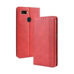 Magnetic Buckle Retro Crazy Horse Texture Horizontal Flip Leather Case for Oppo A7  , with Holder & Card Slots & Photo Frame(Red)