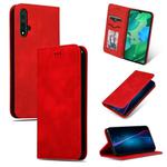 Retro Skin Feel Business Magnetic Horizontal Flip Leather Case for Huawei Nova 5 / Nova 5 Pro(Red)