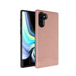 Ultra-thin TPU+PC Brushed Texture Shockproof Protective Case for Galaxy Note10, with Holder & Card Slot(Rose gold)