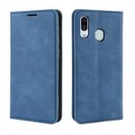 Retro-skin Business Magnetic Suction Leather Case with Purse-Bracket-Chuck For Galaxy A30(Sea Blue)
