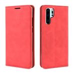 Retro-skin Business Magnetic Suction Leather Case with Purse-Bracket-Chuck For Huawei P30 Pro(Chinese Red)