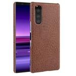 Shockproof Crocodile Texture PC + PU Case For Sony Xperia 5(Brown)