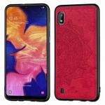 Embossed Mandala Pattern Magnetic PC + TPU + Fabric Shockproof Case for Galaxy A10, with Lanyard(Red)