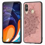 Embossed Mandala Pattern Magnetic PC + TPU + Fabric Shockproof Case for Galaxy A60 / M30, with Lanyard(Rose Gold)