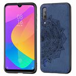Embossed Mandala Pattern Magnetic PC + TPU + Fabric Shockproof Case for Xiaomi Mi CC9 / A3 Lite, with Lanyard(Blue)