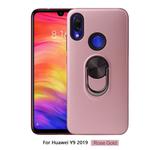 360 Rotary Multifunctional Stent PC+TPU Case for Huawei Y9(2019),with Magnetic Invisible Holder(Rose Gold)