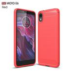 Brushed Texture Carbon Fiber TPU Case for MOTO E6(Red)
