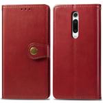 Retro Solid Color Leather Buckle Mobile Phone Protection Leather Case with Lanyard & Photo Frame & Card Slot & Wallet & Bracket Function for Xiaomi 9T / 9T Pro / Redmi K20 / Redmi K20 Pro(Red)