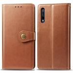 Retro Solid Color Leather Buckle Mobile Phone Protection Leather Case with Lanyard & Photo Frame & Card Slot & Wallet & Bracket Function for Huawei Honor 9X(Brown)