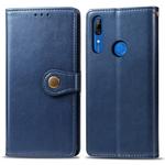 Retro Solid Color Leather Buckle Mobile Phone Protection Leather Case with Lanyard & Photo Frame & Card Slot & Wallet & Bracket Function for Huawei P Smart Z(Blue)