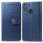 Retro Solid Color Leather Buckle Mobile Phone Protection Leather Case with Lanyard & Photo Frame & Card Slot & Wallet & Bracket Function for OPPO Realme 3 Pro(Blue)