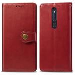 Retro Solid Color Leather Buckle Mobile Phone Protection Leather Case with Lanyard & Photo Frame & Card Slot & Wallet & Bracket Function for OPPO F11 Pro / A9X(Red)