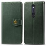 Retro Solid Color Leather Buckle Mobile Phone Protection Leather Case with Lanyard & Photo Frame & Card Slot & Wallet & Bracket Function for OPPO F11 Pro / A9X(Green)